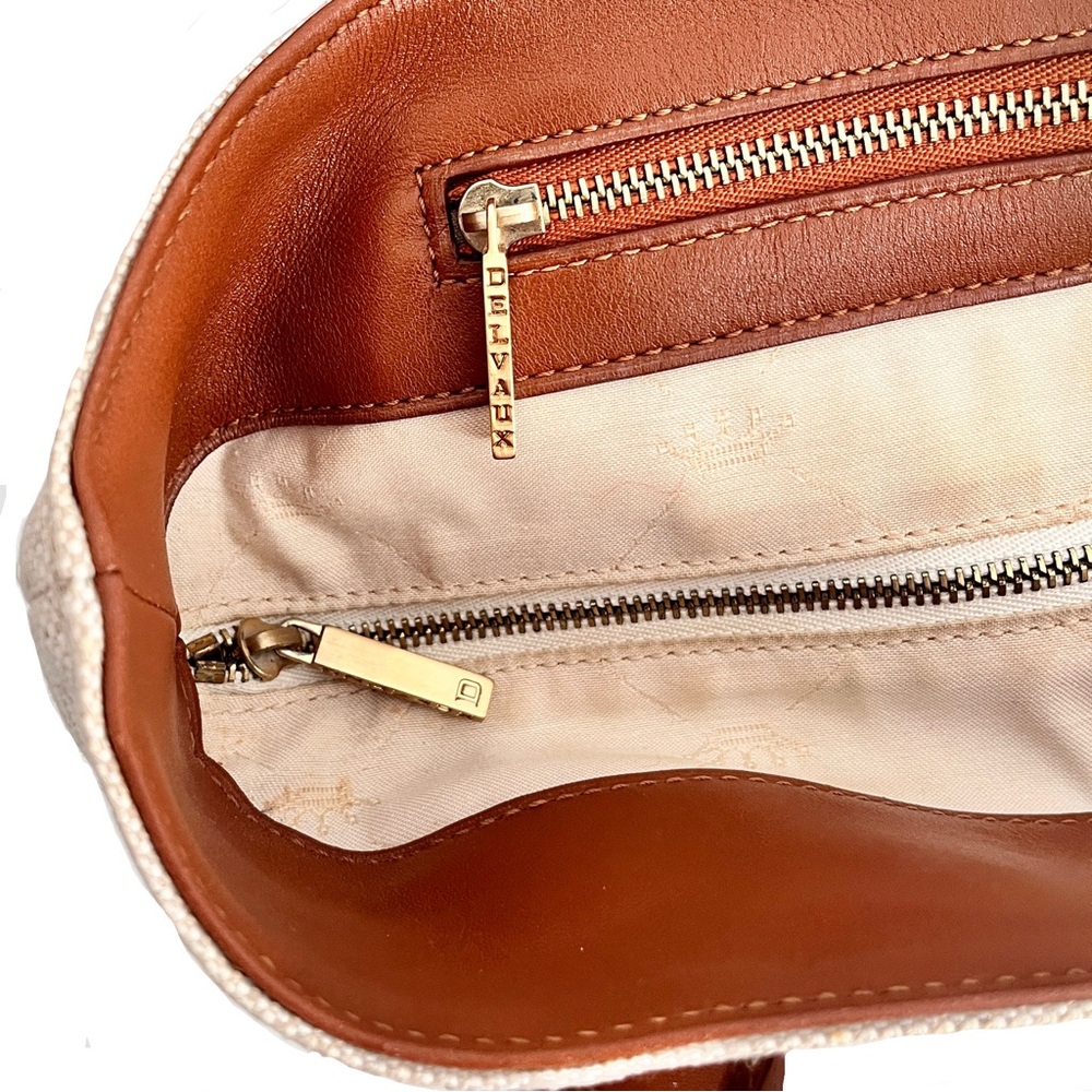 Delvaux Beige Canvas ‘Toile Charleston’ with Brown Leather Trim Tote Bag - Picture 7 of 12